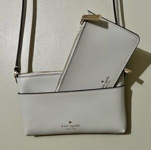 Kate Spade Sadie Crossbody Set ~ Platinum Grey ~ Includes Slim Wallet ~ NWOT